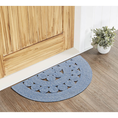 Lyta couleur unie recyclé tressé à la main P.E.T. Tapis intérieur / extérieur bleu