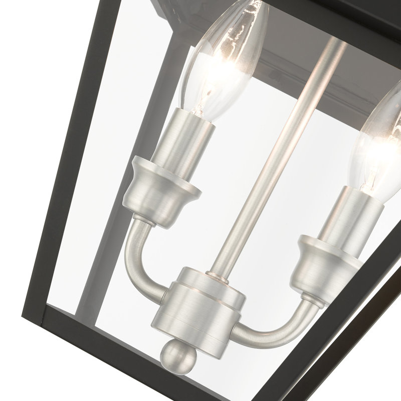 Luminaire suspendu d'extérieur noir 2 lumières H 15 po