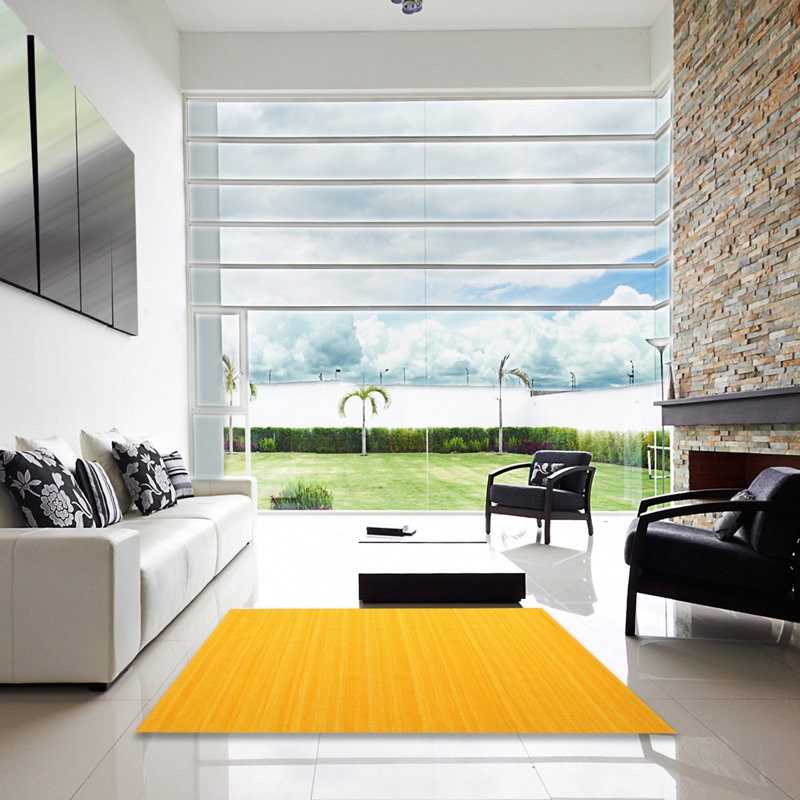 Tapis de zone jaune contemporaine, Carré 8 pi