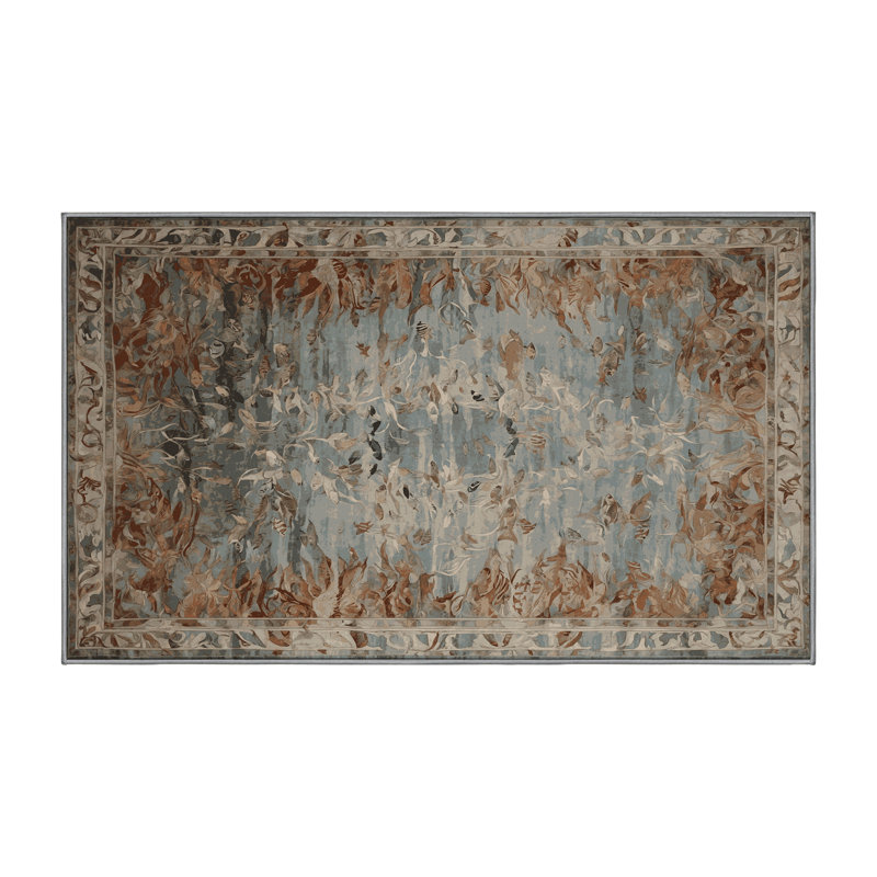 Machine Washable Gray Area Rug, Rectangle 7' x 10'
