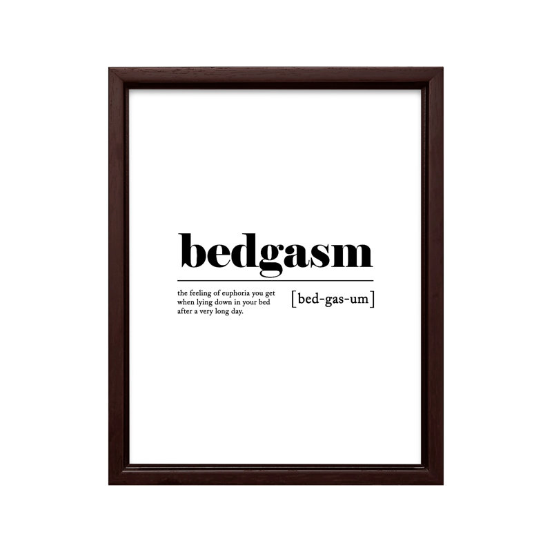 Définition de «Bedgasm», Canevas, H 08 po x l 10 po, Encadrement brun