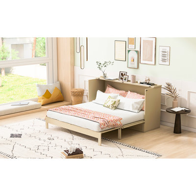 Gold Full Size Foldable Bed, Space Bed For Small Apartments, Large Drawers, Finish, Easy Assembly And Stylish, With Included