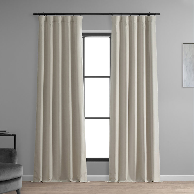 Faux Linen Thermal Blackout Curtains for Bedroom & Living Room Curtains - Single Panel Drapes (1 Panel), 50" W x 96" L