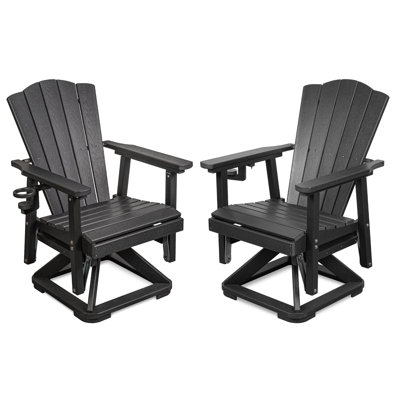 Brown Hdpe Swivel & Glide Outdoor Patio Chair With Cup Holder