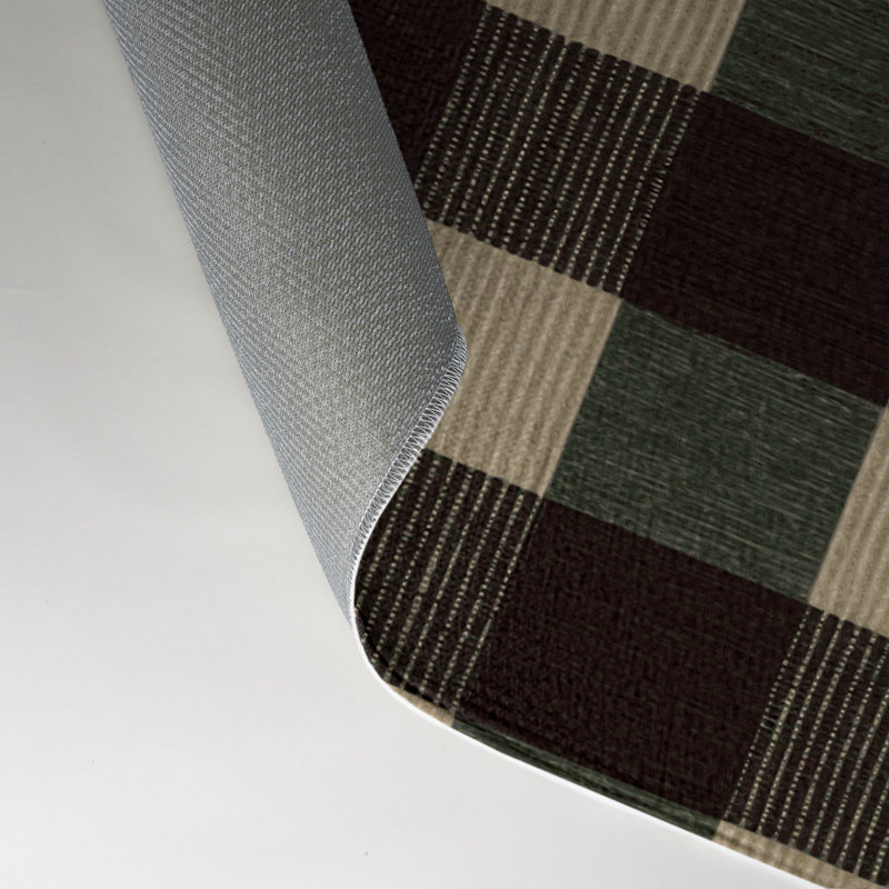 Checkered Brown Indoor and Outdoor Area Rug, Rectangle 9' x 12'