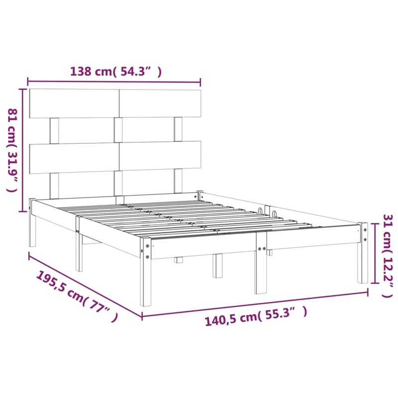 Bed Frame Solid Wood, white, 160 x 200 cm