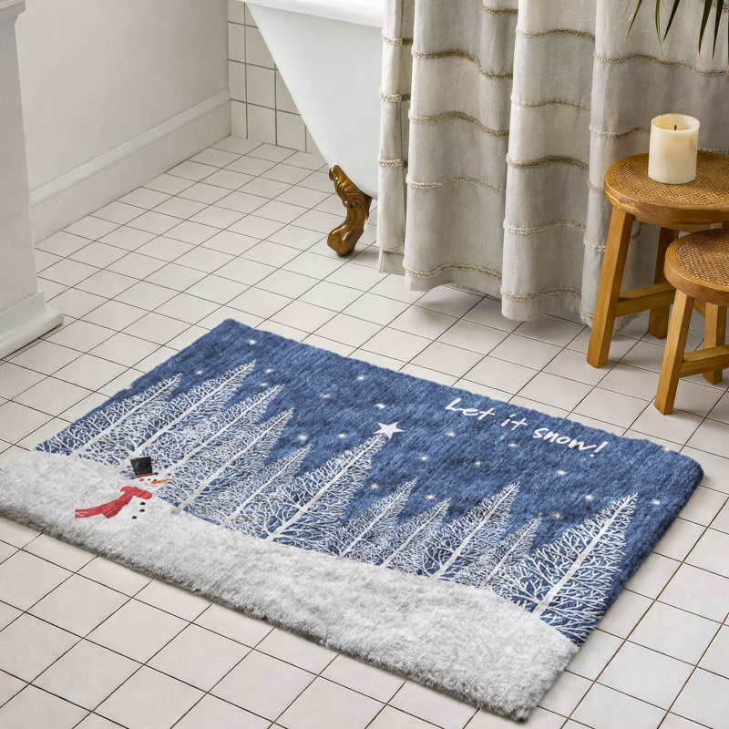 Premium Machine Washable Dream Shag ADS223 Snow Scene Rug, 1'8" x 2'6"