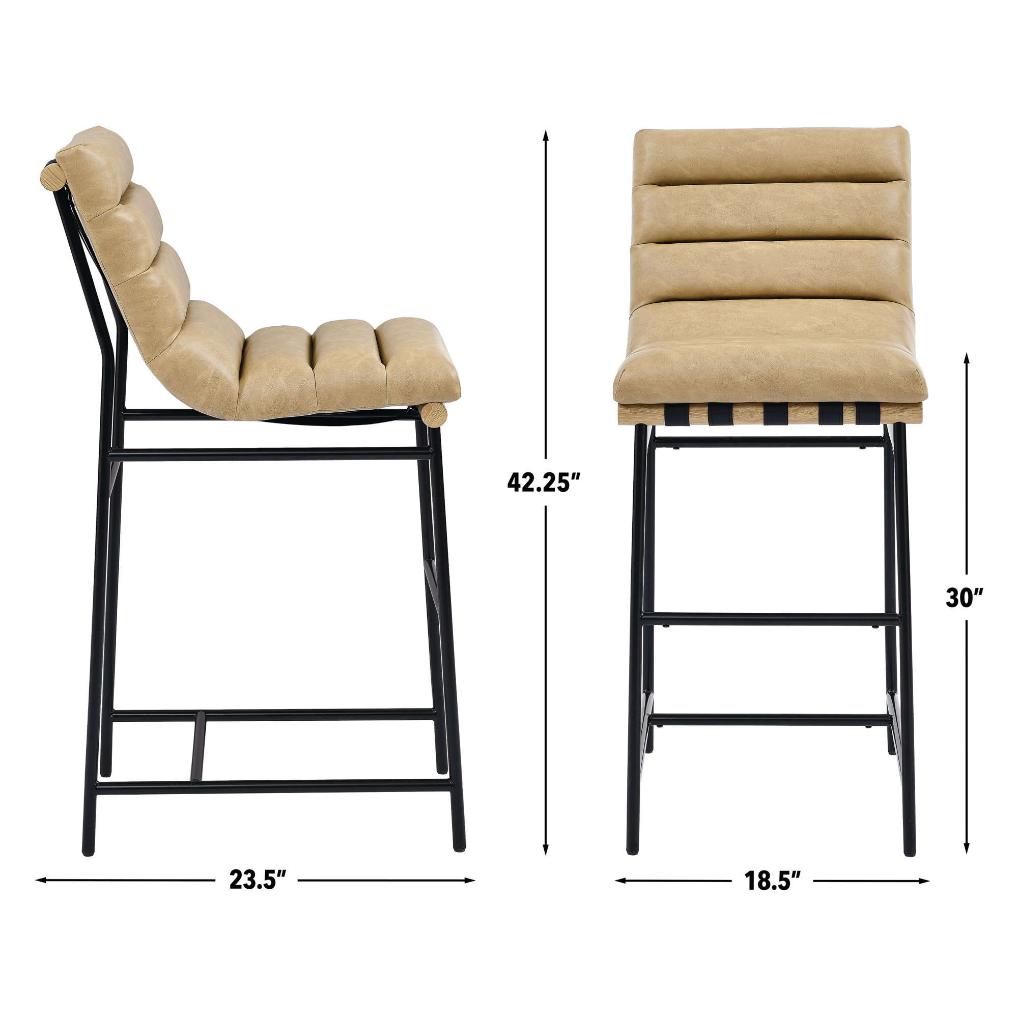 Nicco Vegan Leather Stool (Set of 2), Bar Stool (30" Seat Height)
