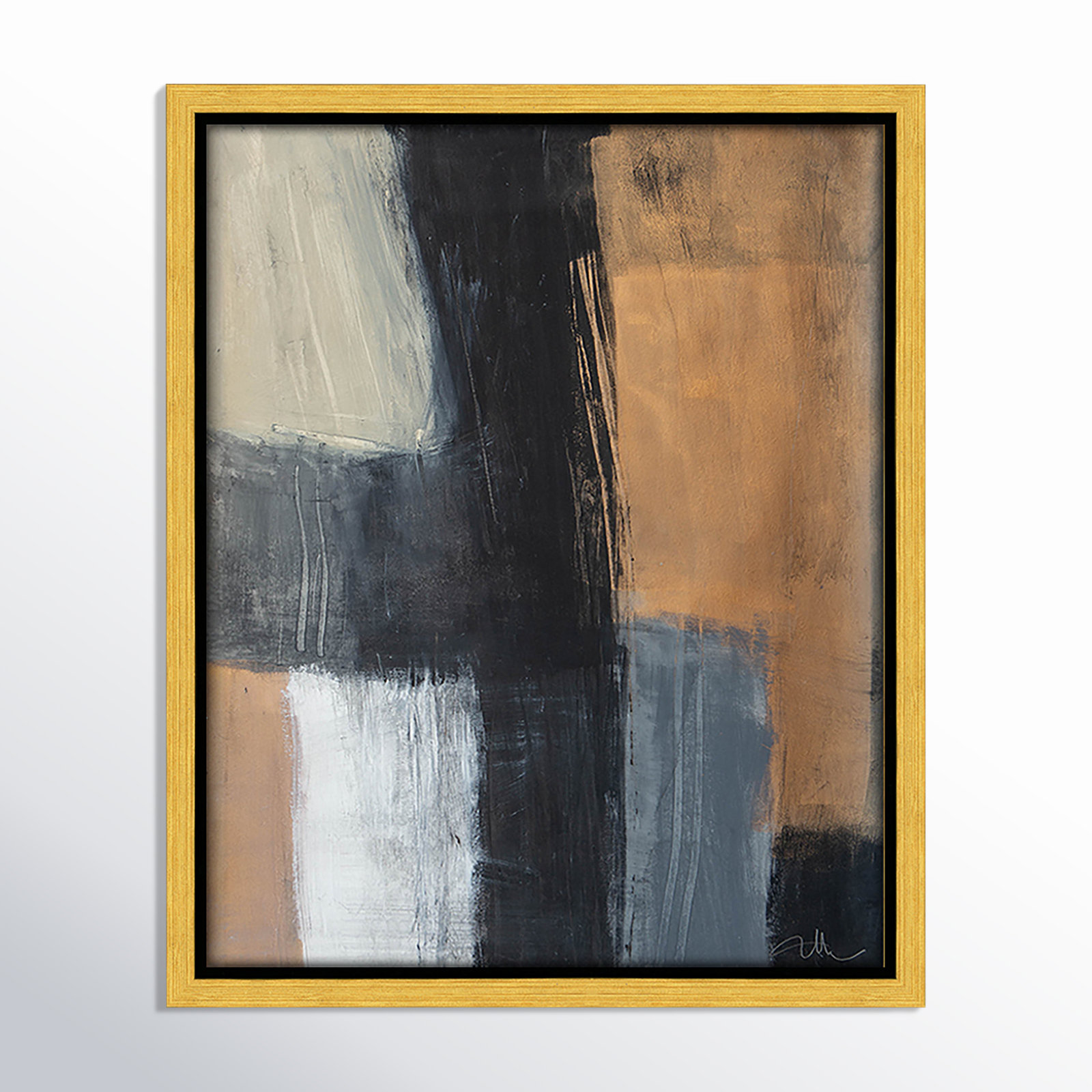 Calderon "Metallic Slate II" Print, Gold Floater Framed, No Mat, 11.5" H x 9.5" W x 2" D