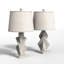 Ensemble de lampe de table de table de chevet 24,5 "en résine à intensité variable gris pour chambre à coucher avec forme de tambour en lin et protection USB-1892647011