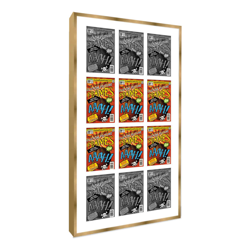 Wood Picture Frame with Mat, White/Gold, 7.25" x 10.5", 29" x 50.5"