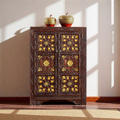 Thai-style carved shoe cabinet
