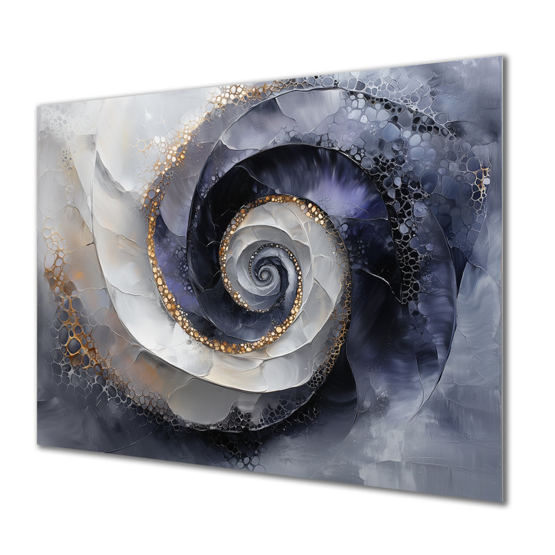 Abstrait Vortex cosmique noir et blanc IV - Décoration murale spirales abstraites en métal, H 30 po x l 40 po