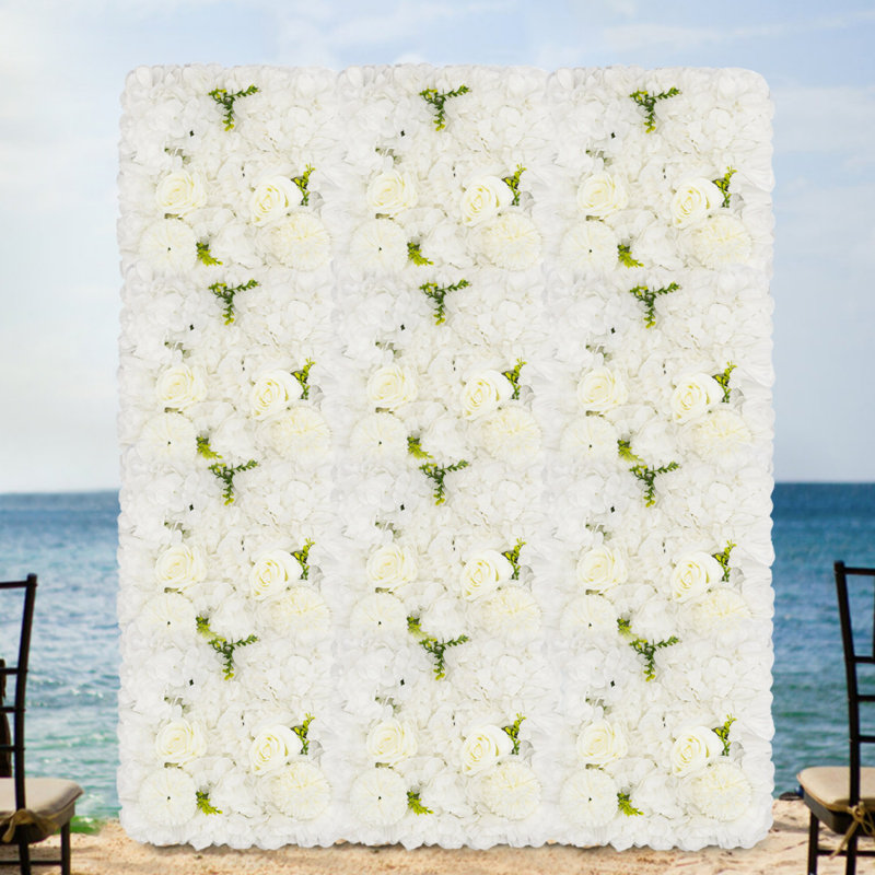 14,96 * 14,96 po, fond de fleurs 3D pour mariage, fêtes, nombreuses occasions, Blanc