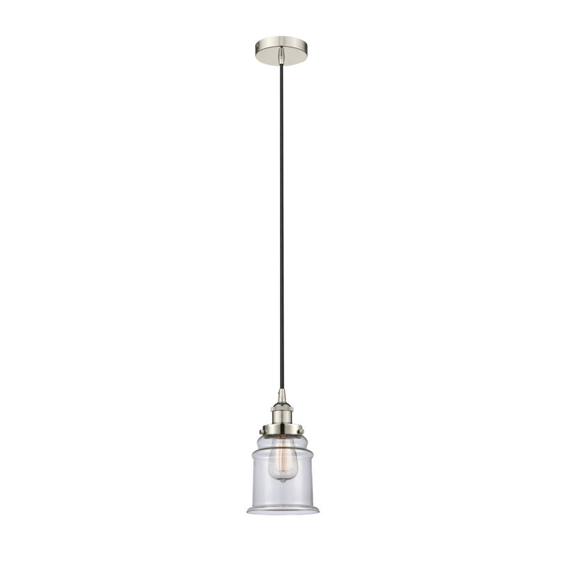 Luminaire suspendu en forme de cloche à 1 lumière Amiriya, H 11 po x l 6 po x P 6 po, Transparent, Nickel poli