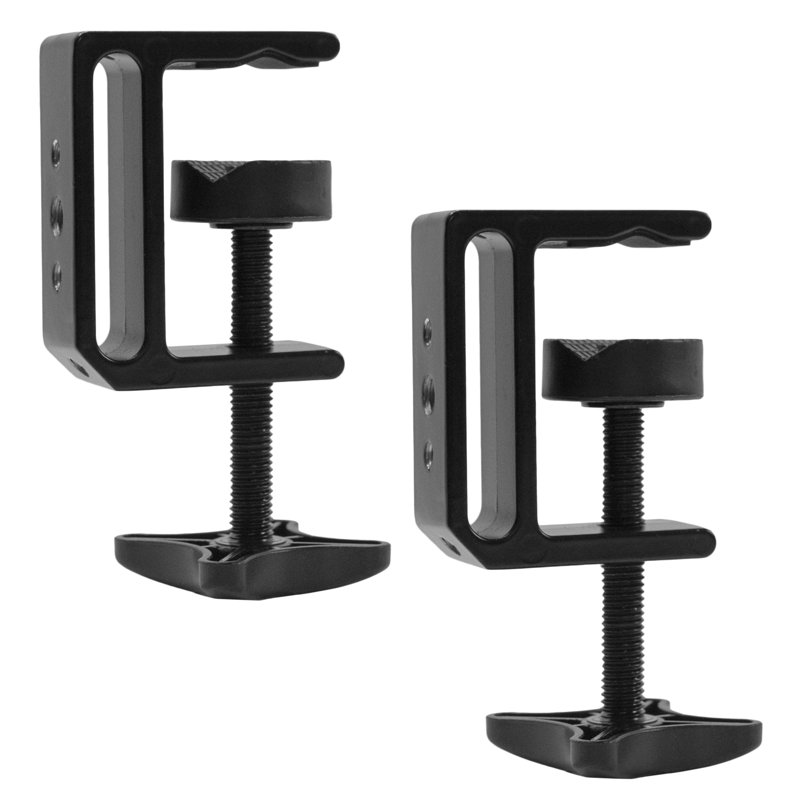 Black Aluminum Universal Desktop Mount Clamps, Set of 2