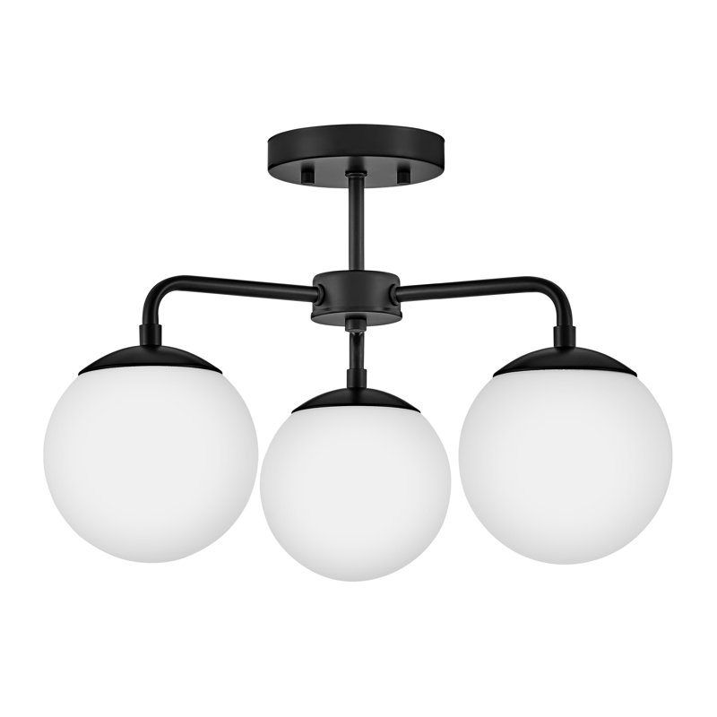 Plafonnier semi-encastré 20 po 3 lumières Kobie, Noir