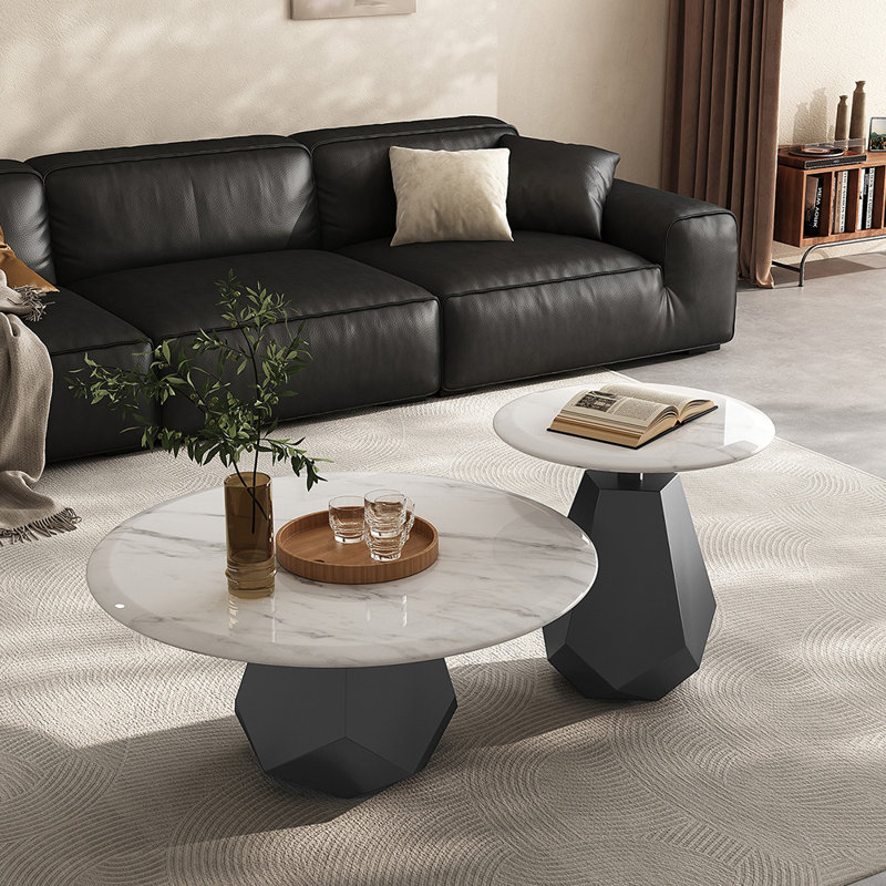 Ensemble de tables basses rondes minimalistes italiennes, H 16,5 po x l 31,5 po x P 31,5 po