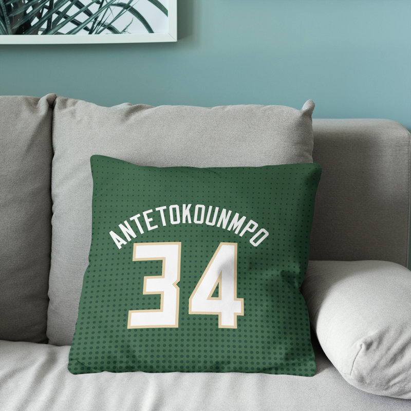 Coussin NBA, décoration de ventilateur de basketball doux, 18 po x 18 po, Vert