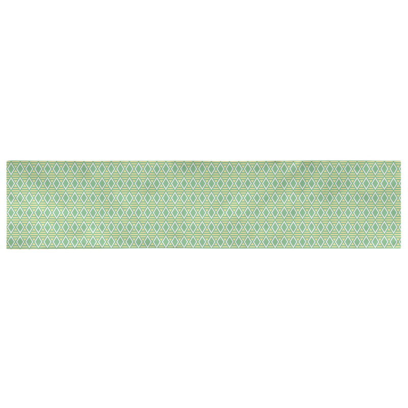 Chemin de table à carreaux géométriques Avicia, 73,5 po x 17,5 po, Vert / Jaune, Coton