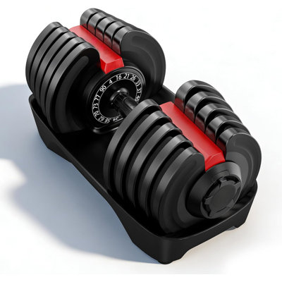 16-en-1 Design Haltère réglable, 4 à 90 lb, ajustement rapide du poids, construit avec verrou de sécurité automatique