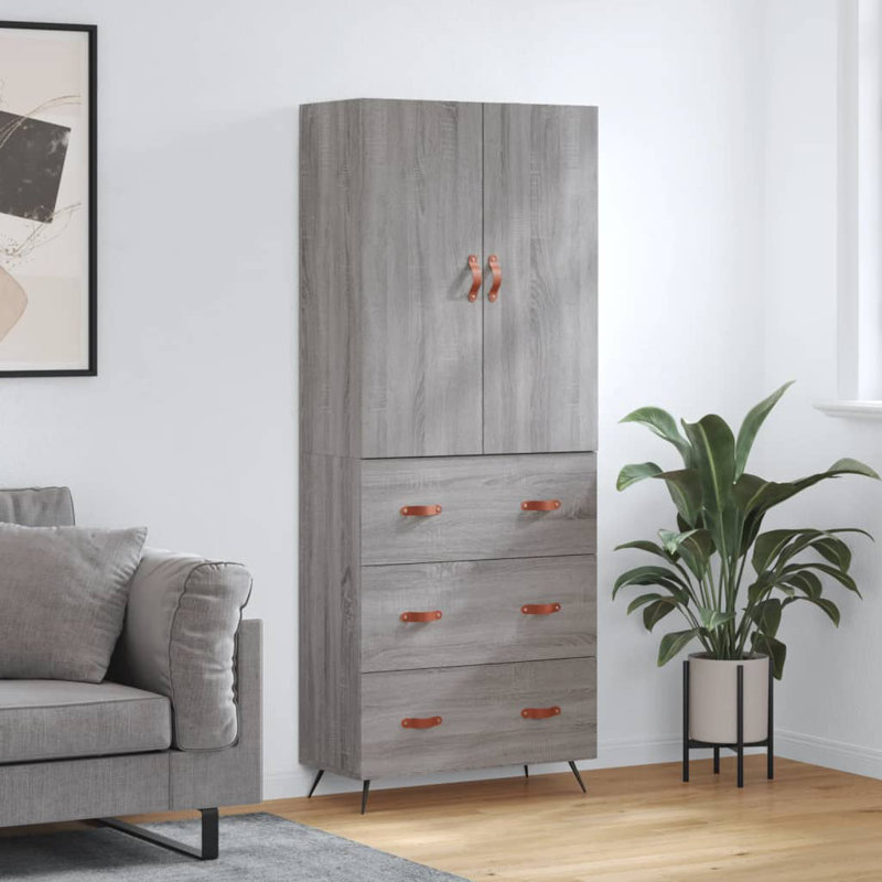 Bartholdi Highboard 69.5x34x180 cm Engineered Wood, Grey Sonoma