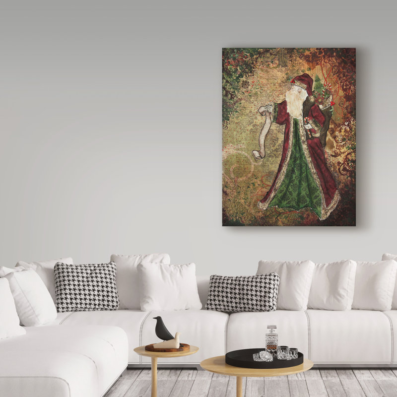« père noël », reproduction de peinture à l’acrylique sur toile tendue, H 24 po x l 18 po x P 2 po