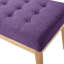 Banc Mid-Century, siège de couleur mauve, pieds en bois massif