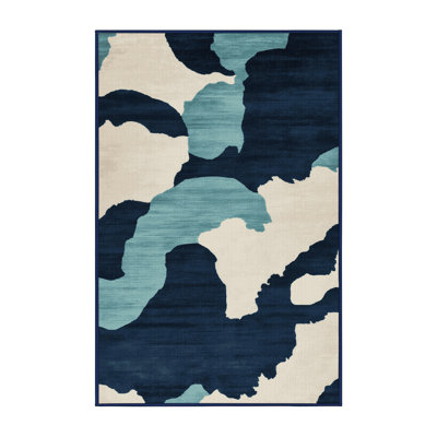 Machine Washable Watercolor Gray Area Rug