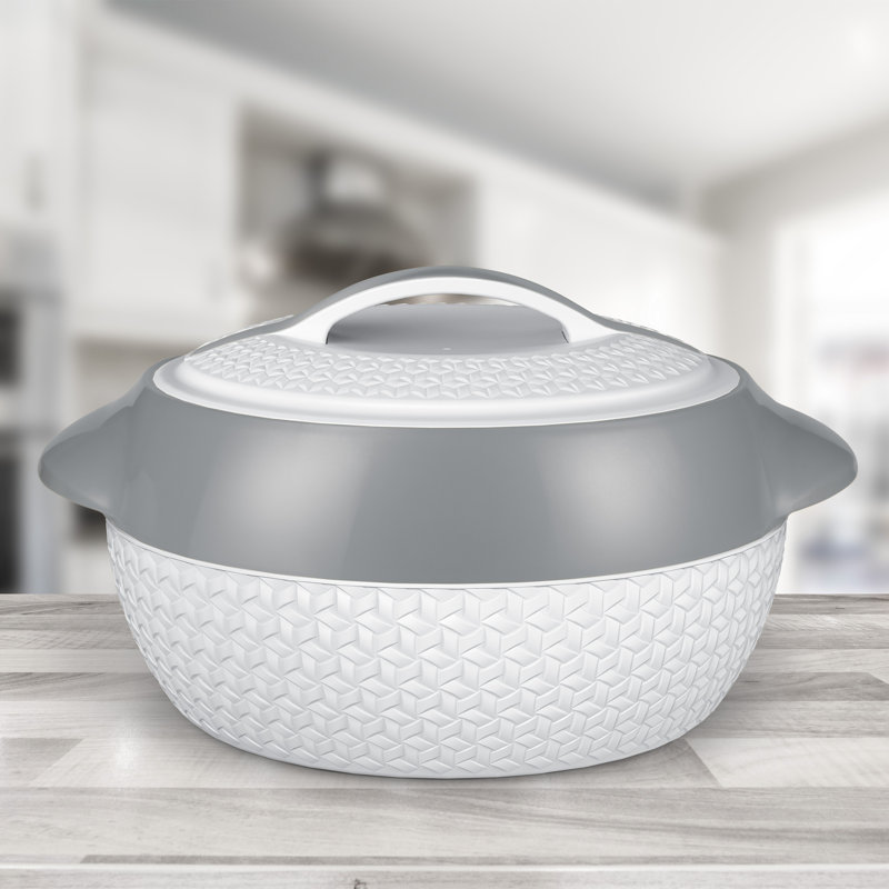 SQ Professional Round 2 Piece Insulated Casserole Bakeware Set, Silver
