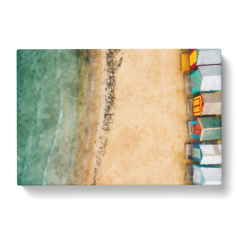 Beach Huts On Brighton Beach Painting - Wrapped Canvas, 35cm H x 50cm W x 3cm D