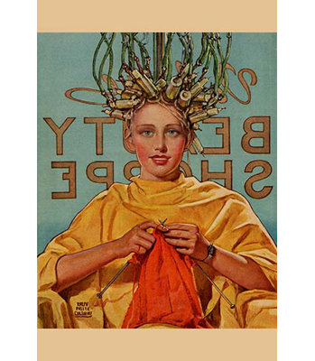 " Woman In Curlers Knits "
