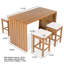 Ensemble de bar de patio 5 pièces, table de bar peu encombrante avec 4 tabourets, bois massif, coussins amovibles, style campagne moderne, utilisation à l'extérieur