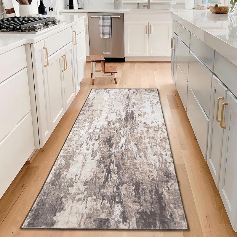 Hallway Runner Rug Non Slip Machine Washable Area Rugs Modern Abstract Bedside Floor Cover Non Shedding Contemporary Carpet for Laundry, Kitchen, Bedroom