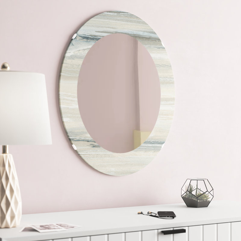Watercolor Colorfields I - Printed Modern Mirror - Oval or Round Wall Mirror, 29.5" H x 19.5" W