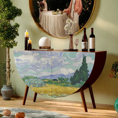 Painted Half-Moon Entryway and Sideboard Cabinet