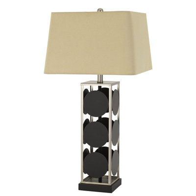 Lampe de table en métal au design décoratif noir argenté antique H 31,5 po