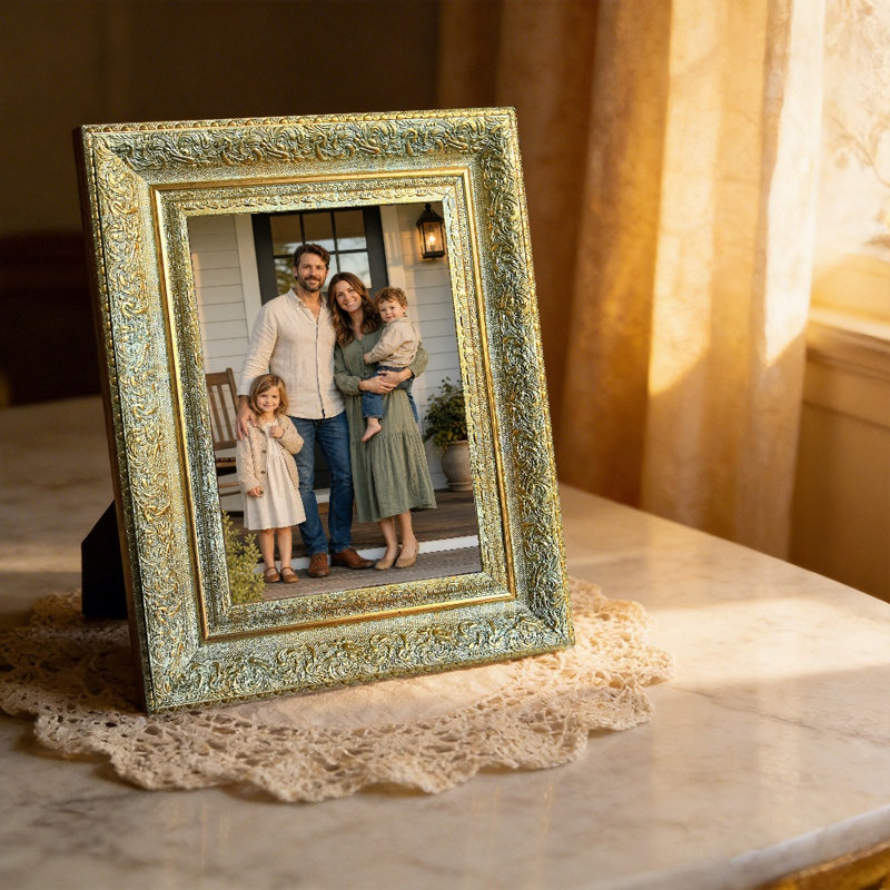 Cadre photo mural pour cadeaux d'anniversaire, 5" W x 7" H, Antique Gold, 1
