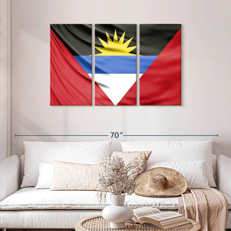 Drapeau soyeux d'Antigua-et-Barbuda, H 28 po x l 45 po
