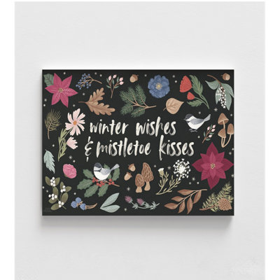«Winter Spirit I Dark» par Laura Marshall, impression de signe festif sur tableau noir, décoration murale de Noël, affiche de signe de vacances, décor de chalet d'hiver