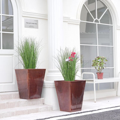 Grand grand pot de fleurs en métal cuivré 18 po
