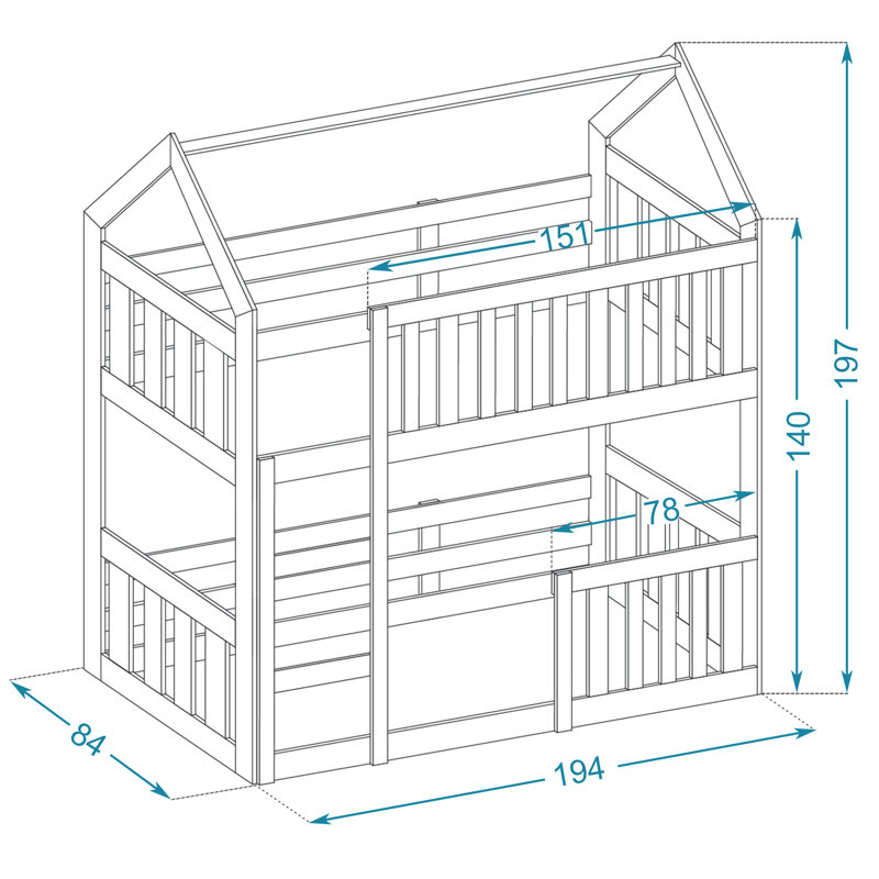 Clough 80 x 190cm Standard Bunk Bed, Grey
