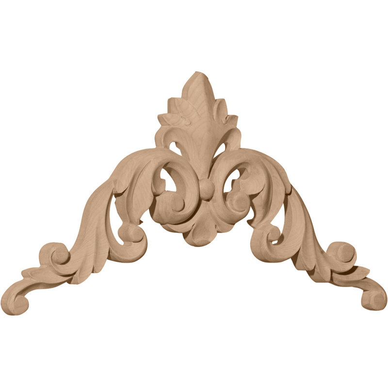 Large Rubberwood Ornate Corner Onlay Accent Piece