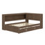 Lit de jour en bois avec tablettes de rangement, USB, DEL et lit gigogne-472148015