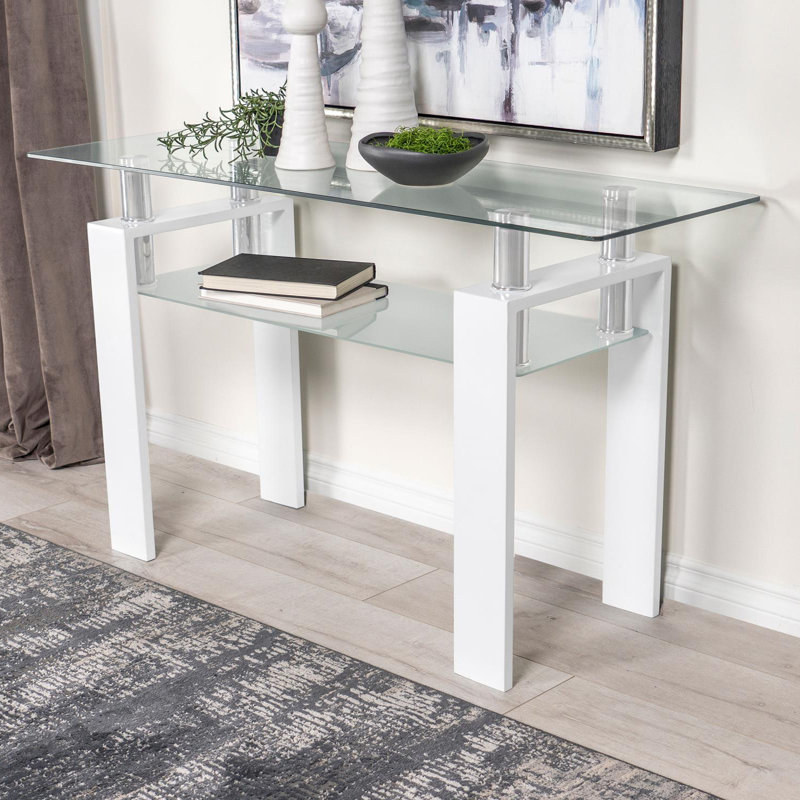 Iginio 47.6'' W Console Table with Glass Top, White