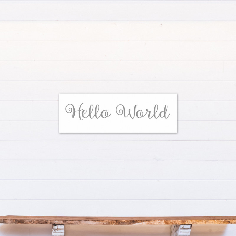 Décoration murale Bruning Hello World, pour enfants, H 12 po x l 36 po x P 1,25 po, Gris, Toile tendue
