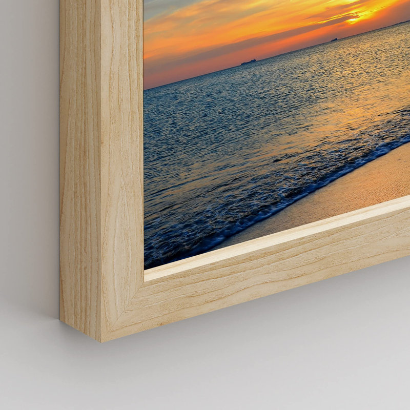 «White Vibrant Blue and Orange Sunset Ocean Sea», impression sur papier 4 pièces, Naturel, H 14 po x l 11 po