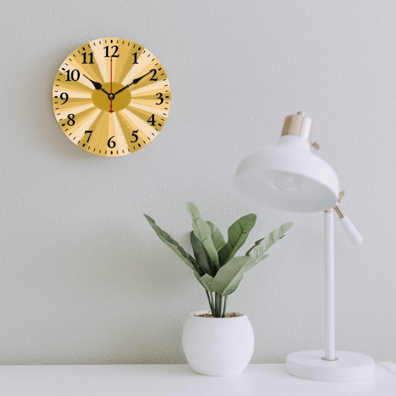 Horloge murale Golden Sunburst, 12 po x 12 po, pour décoration de cuisine