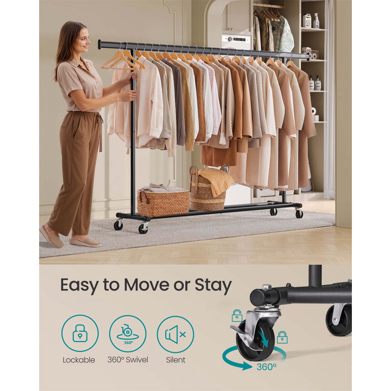 Bonville Adjustable Rolling Clothing Rack, Black