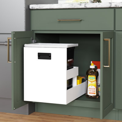 ClosetMaid Provisions Pullout Trash Can, Soft Close, Single Bin, White
